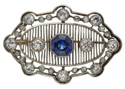 Saphir-Diamant-Brosche, Jugendstil um 1900