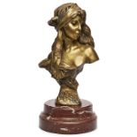 Bronze Emmanuel Villanis: Büste "Miarka", Jugendstil, um 1910.