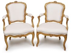 Paar Louis-XV-Fauteuils "en cabriolet", Paris um 1760/65.