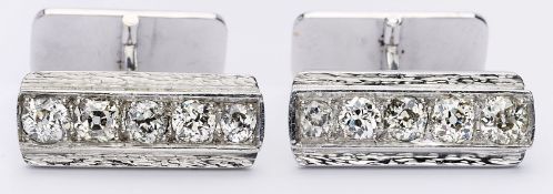 Paar Manschettenknöpfe mit Altschliff-Diamanten