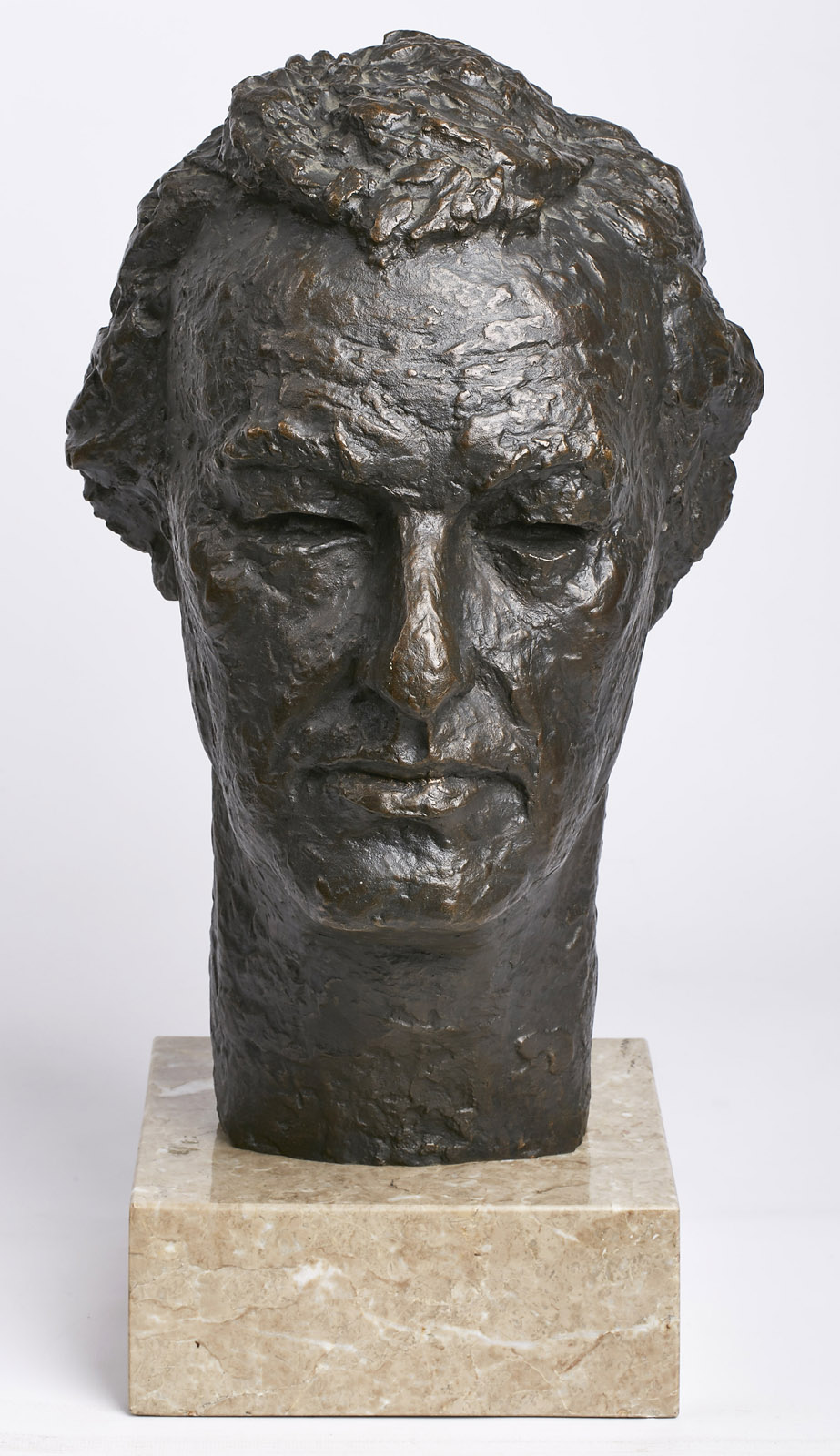 Gr. Bronze-Kopf "Herrenportrait" Zofia Wolska um 1960 - Image 2 of 3