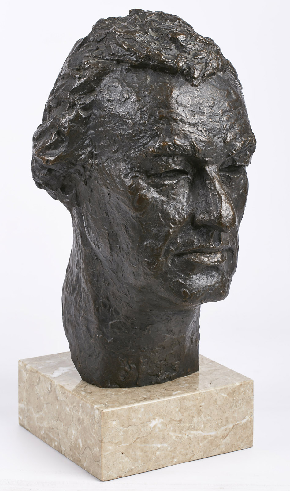 Gr. Bronze-Kopf "Herrenportrait" Zofia Wolska um 1960