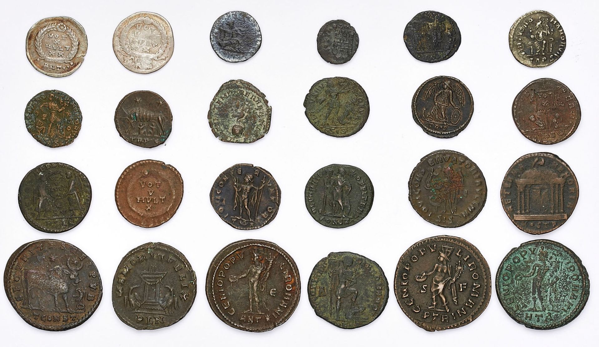 Konvolut v. 24 versch. antiken Münzen d. Röm. Kaiserzeit 4. Jh. n. Chr. - Bild 2 aus 2