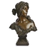 Gr. Bronzebüste Emmanuel Villanis: "Cendrillon", Jugendstil, um 1900.