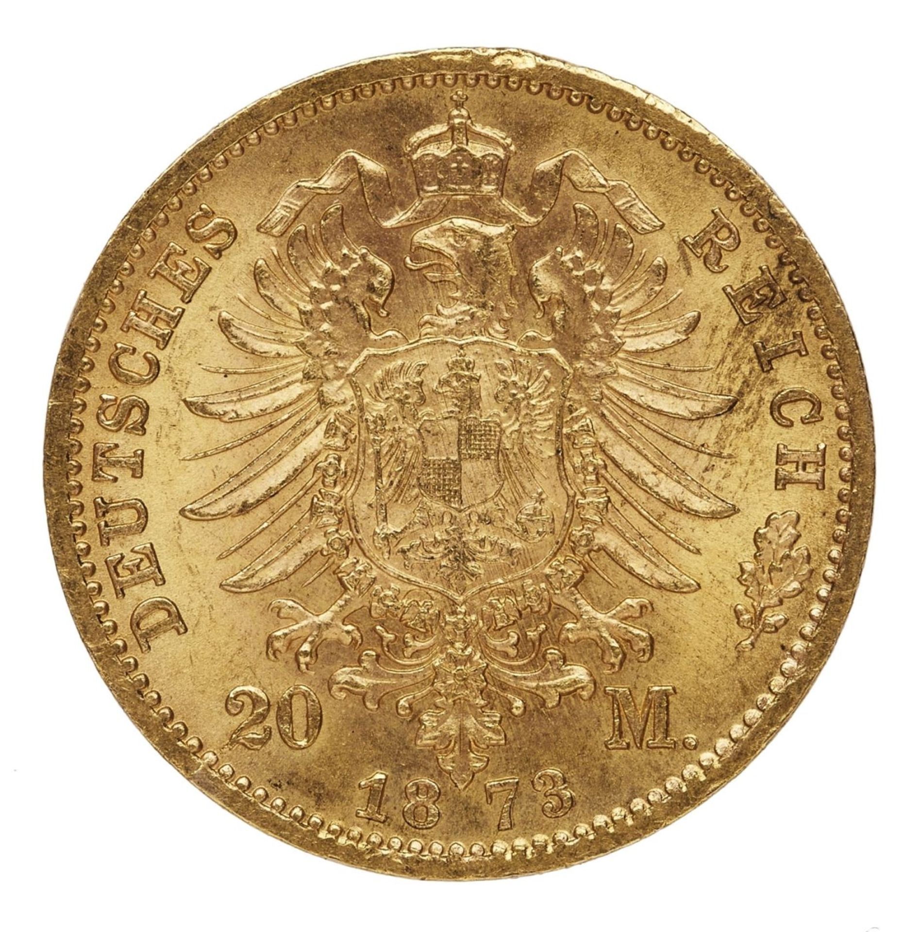 Goldmünze 20 Mark, Kaiser Wilhelm, Frankfurt 1873 - Bild 2 aus 2