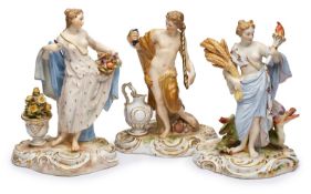 Satz von 3 kl. Figuren "Jahreszeiten", Meissen um 1870.