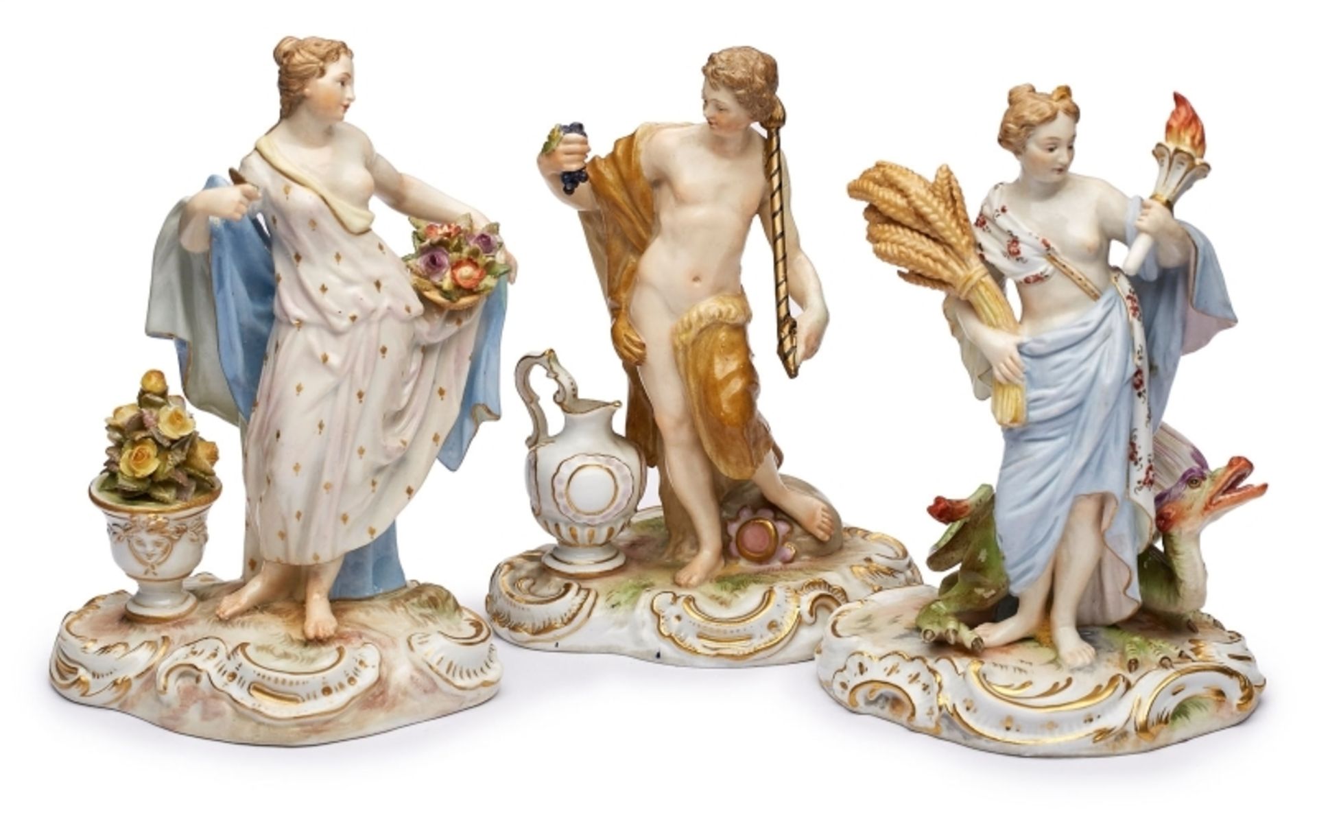 Satz von 3 kl. Figuren "Jahreszeiten", Meissen um 1870.