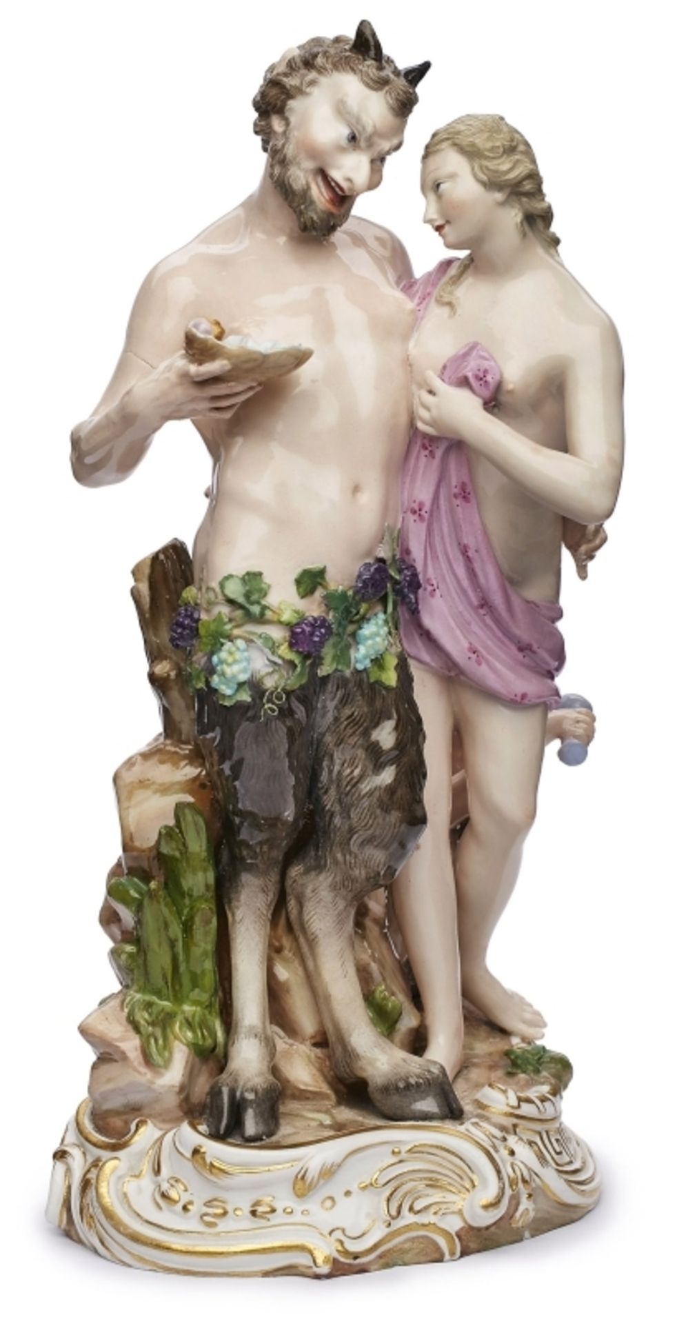 Faun mit Nymphe, Meissen um 1880.