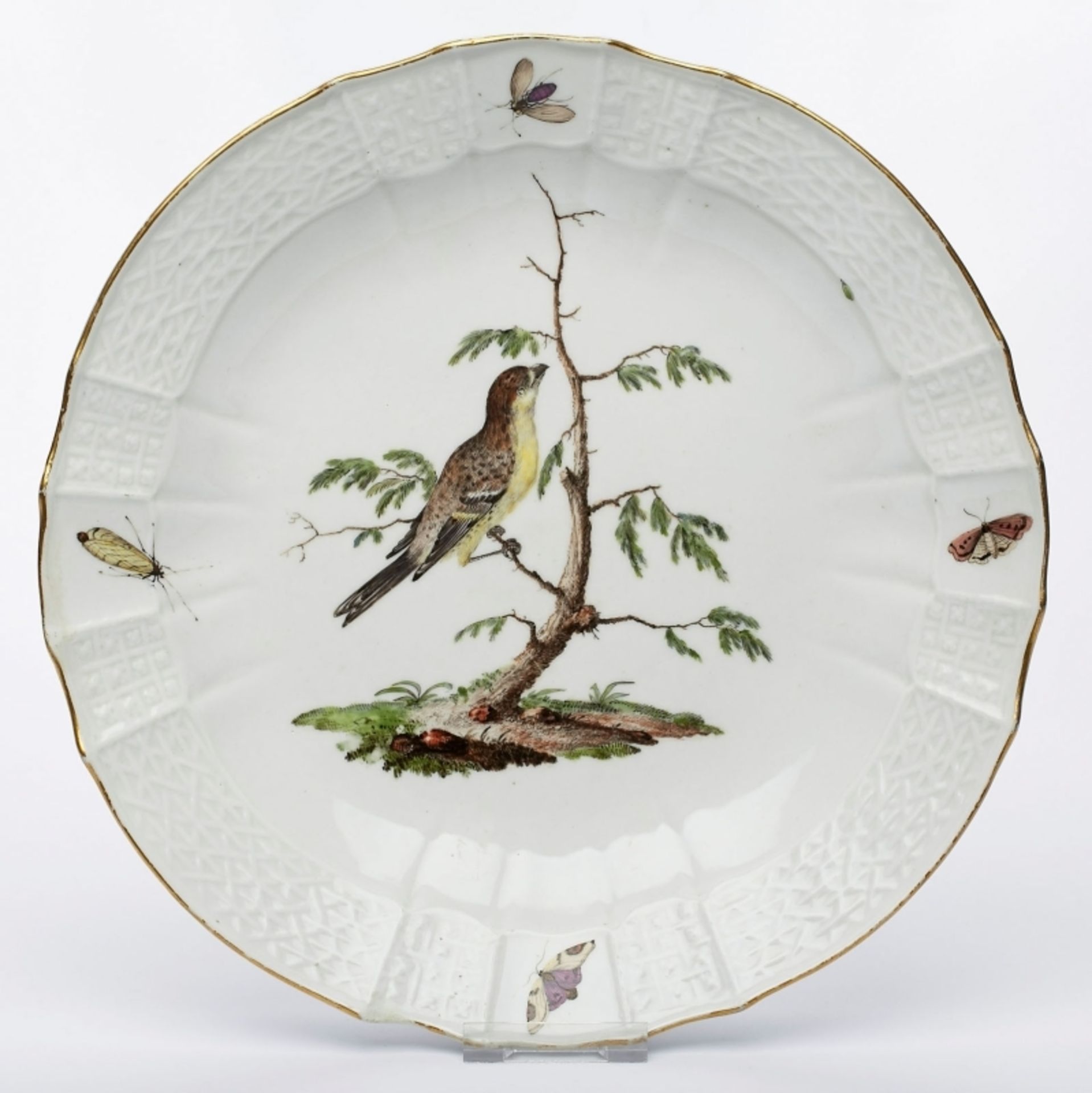 Gr. Teller "Vogel und Insekten", Meissen um 1750 - Bild 2 aus 2