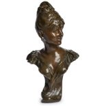 Gr. Bronze Büste "Mutine", Art Nouveau, Brüssel um 1900.