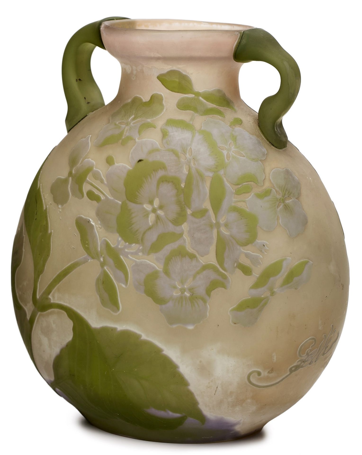 Vase mit Henkeln, Jugendstil, Gallé um 1900. - Bild 3 aus 3