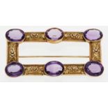 Gr. Gold-Brosche m. Amethysten um 1890