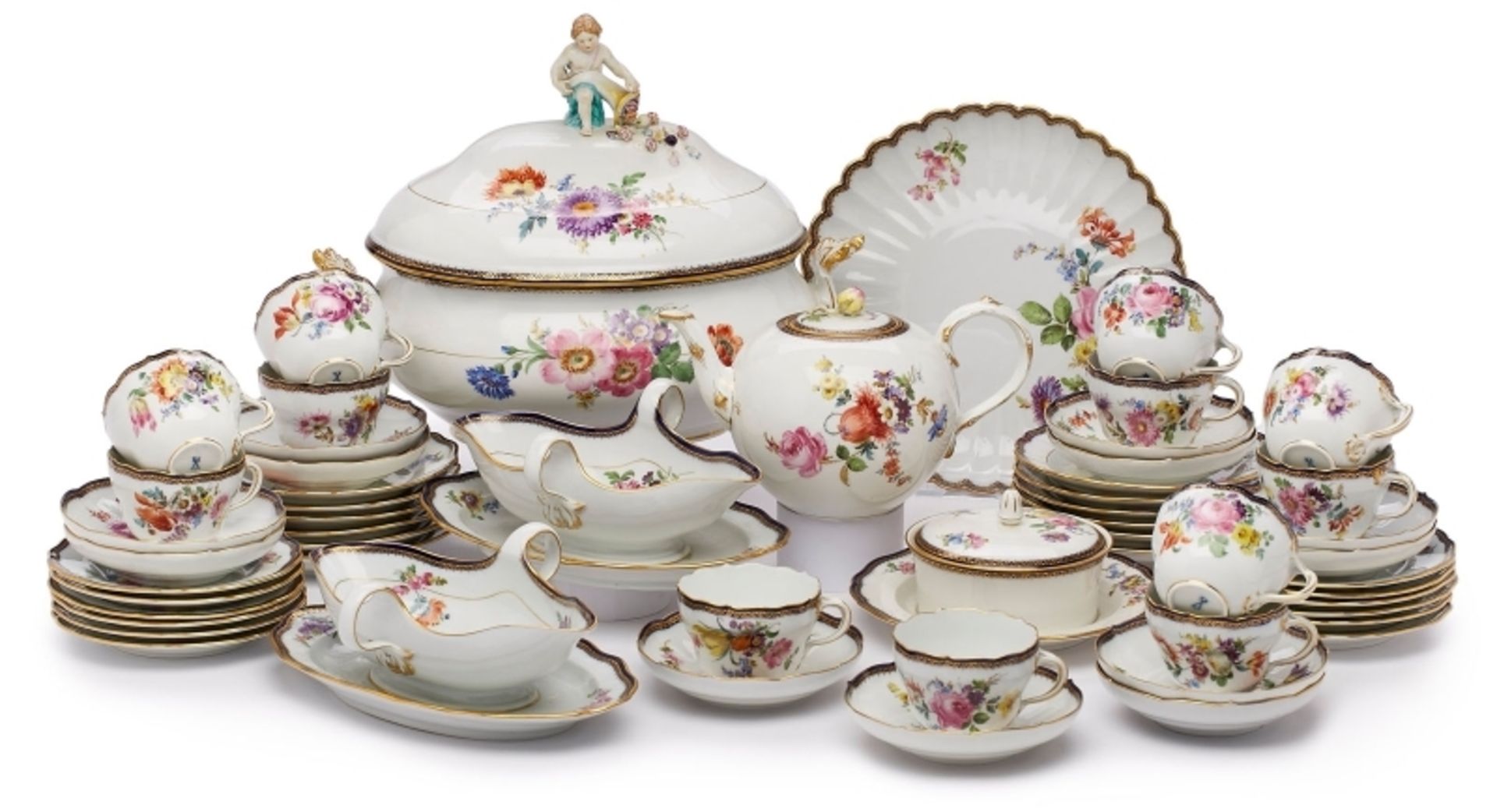 Speise-/ Kaffee-Serviceteile für 12 Pers., Meissen um 1870 - um 1940.