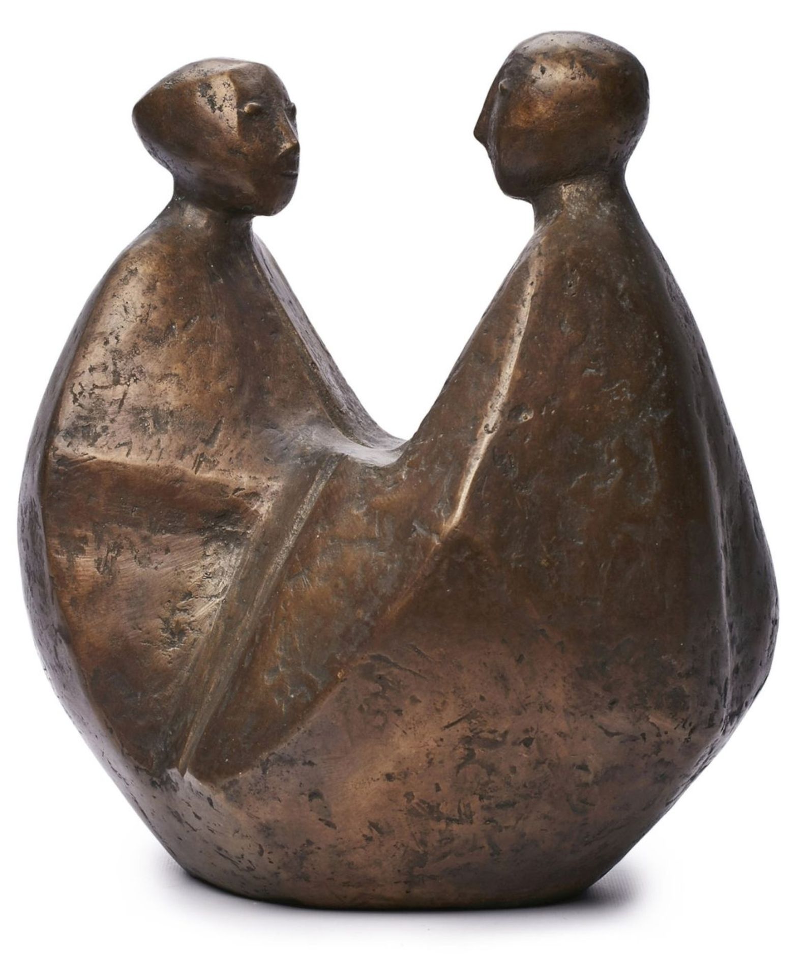 Gr. Bronze Marianne Lüdicke: Sitzendes Paar, wohl um 1980. - Image 2 of 2