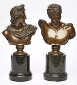 Paar Bronze-Büsten "Apollo u. Hermes" um 1900