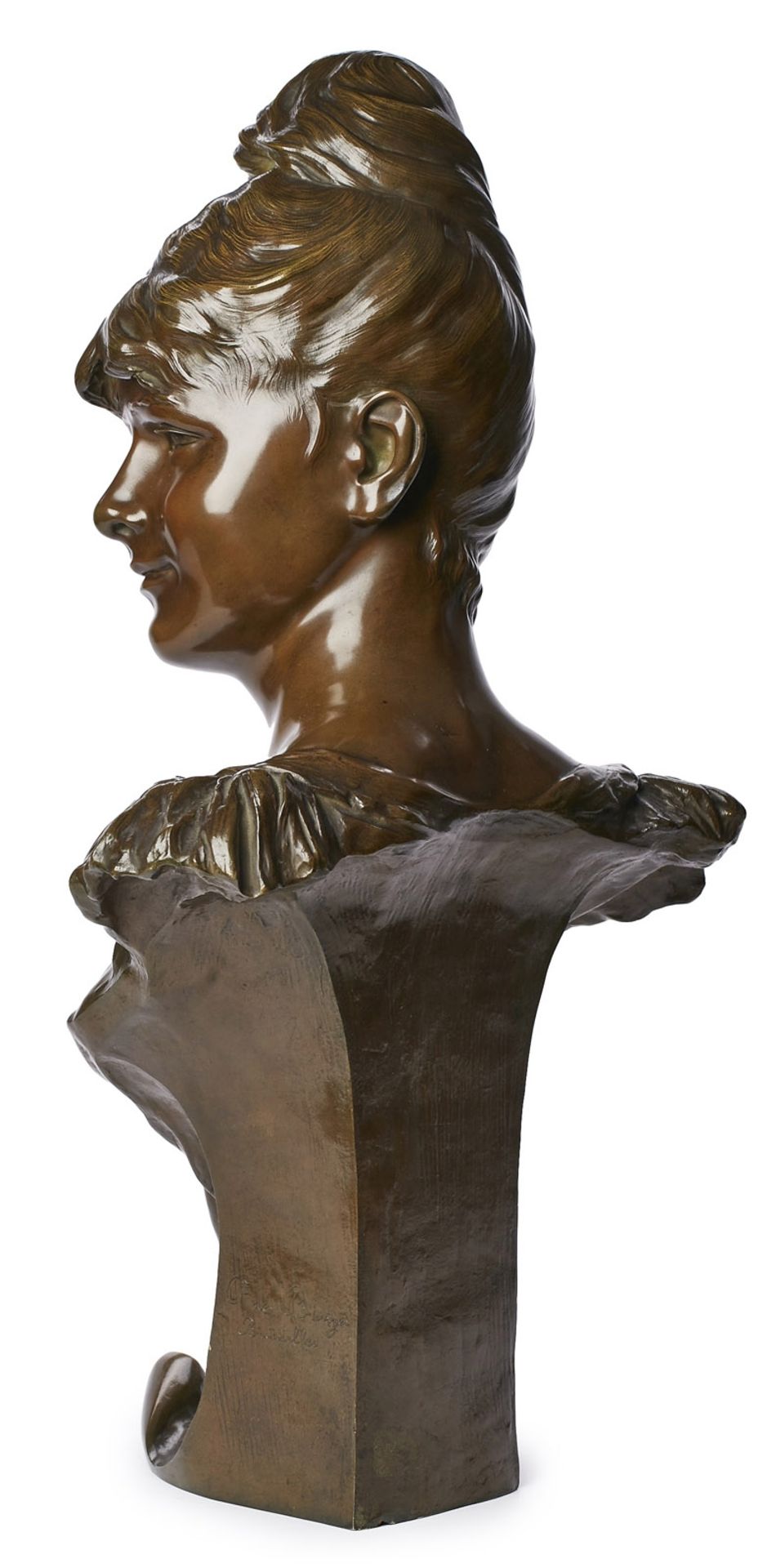 Gr. Bronze Büste "Mutine", Art Nouveau, Brüssel um 1900. - Bild 5 aus 5