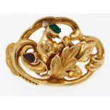 Ornamentale Brosche um 1880. 18 kt GG