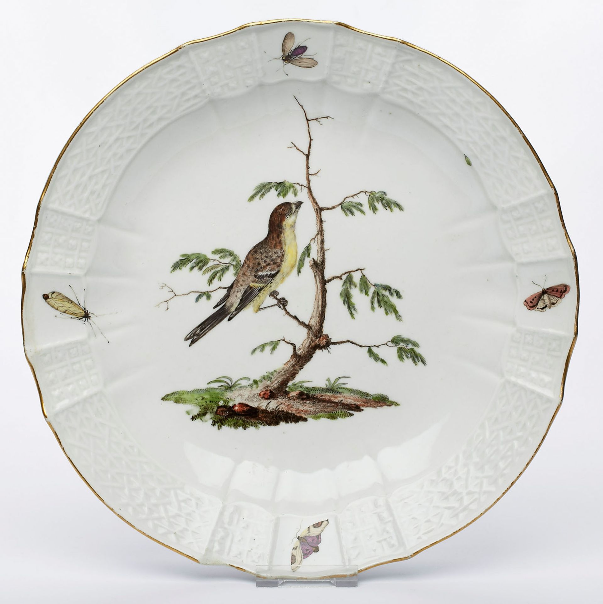 Gr. Teller "Vogel und Insekten", Meissen um 1750