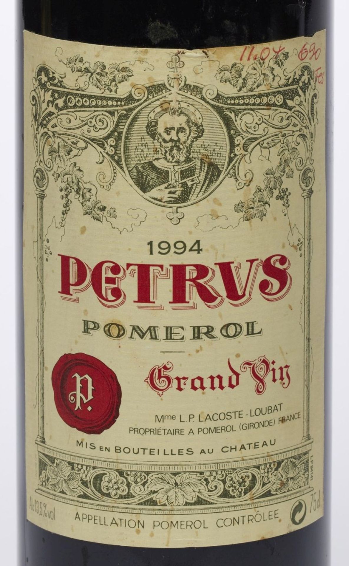 Flasche Rotwei "Petrus Pomerol Grand Vin", Jahrgang 1994 - Bild 3 aus 3
