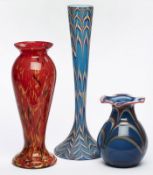 Konvolut 3 versch. gr. Vasen, wohl Murano um 1960.