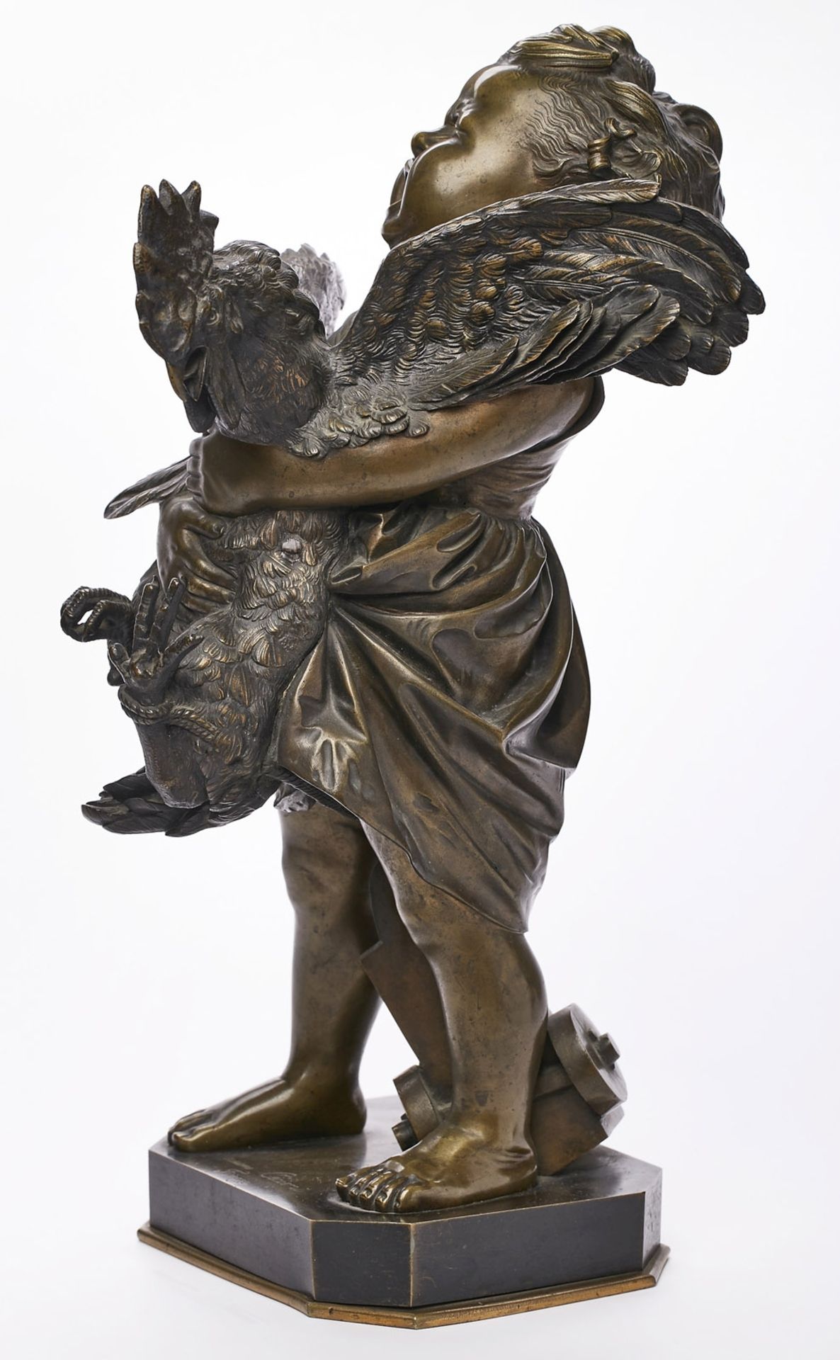 Bronze Adriano Cecioni: Kind mit Hahn, wohl um 1900. - Image 3 of 3
