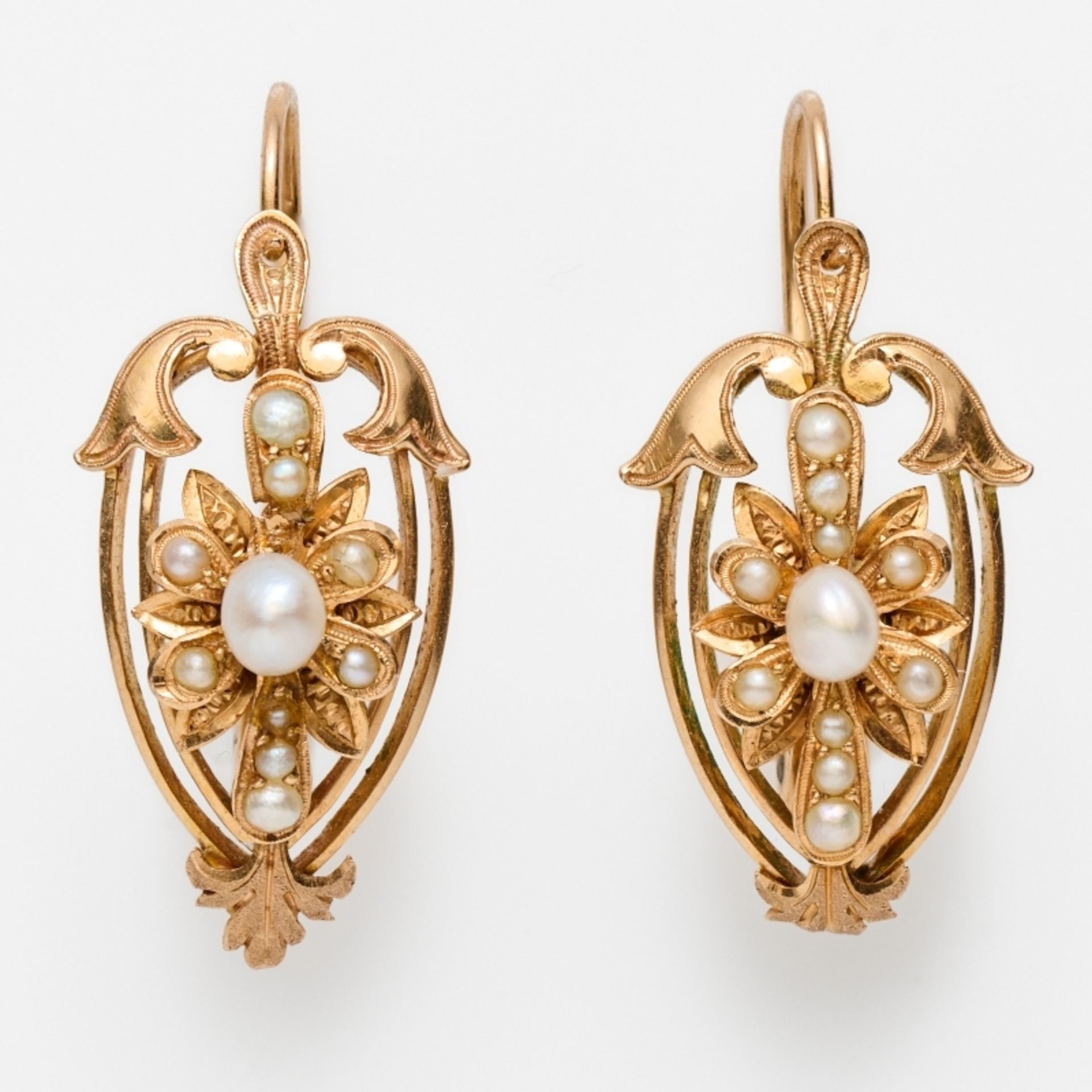 Paar Biedermeier-Ohrringe um 1850