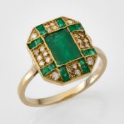 Smaragd-Diamant-Ring, Art Déco-Stil