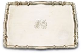 Gr. Tablett mit Wappengravur, Wilkens Mitte 20. Jh.