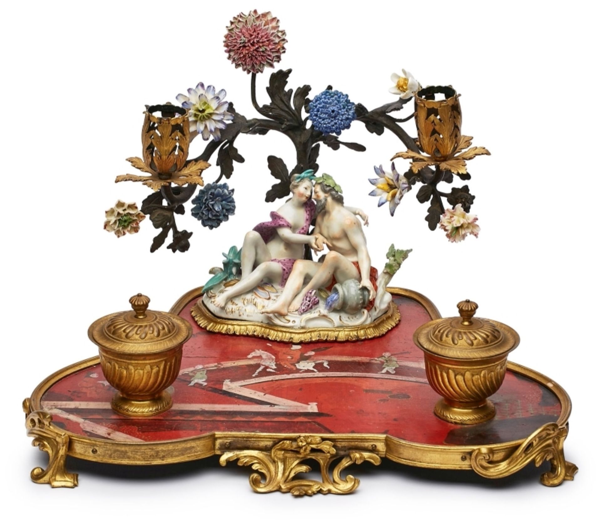 Schreibzeug mit Flußgöttergruppe, Meissen um 1760.