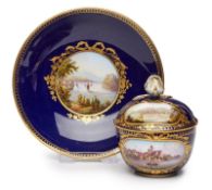 Kl. Deckeltasse mit UT "Rhein-Ansichten", Meissen um 1880.