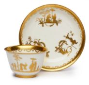 Koppchen mit UT "Augsburger Goldchinesen", Meissen um 1725.