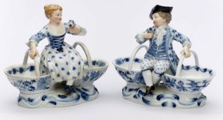 Paar Doppel-Gewürzschälchen mit Figuren, Meissen Mitte 19. Jh.