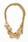 Gold-Collier m. Edelsteinen, Juw. Pasquale Bruni, Italien nach 1976