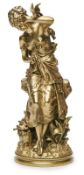 Bronze Hippolyte Francois Moreau: "Charmeuse", Frankreich Ende 19. Jh.