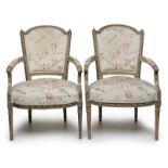 Paar Fauteuils, Louis-XVI-Stil, 19. Jh.