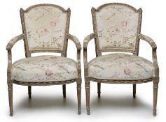 Paar Fauteuils, Louis-XVI-Stil, 19. Jh.