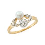 Kl. Perl-Diamant-Ring, Jugendstil um 1900