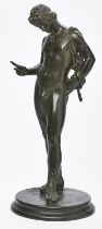 Gr. Bronze nach antikem Vorbild: "Dionysos, Narziss von Pompeji", Italien um 1900.