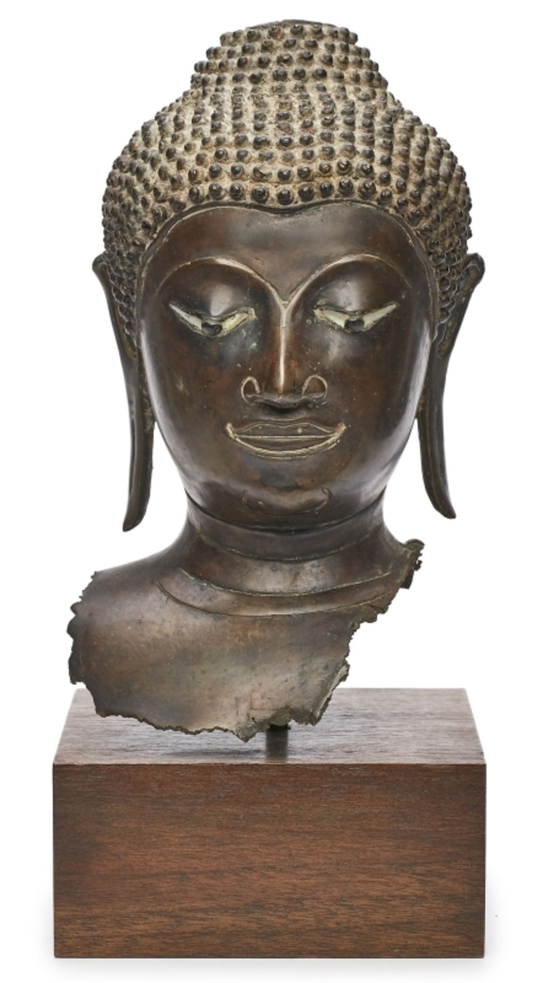 Buddha-Kopf, Thailand/ Siam, wohl Ayutthaya-Periode 17./ 18. Jh.
