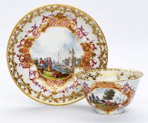 Koppchen mit UT "Kauffahrteiszenen", Meissen um 1740 und 1770.