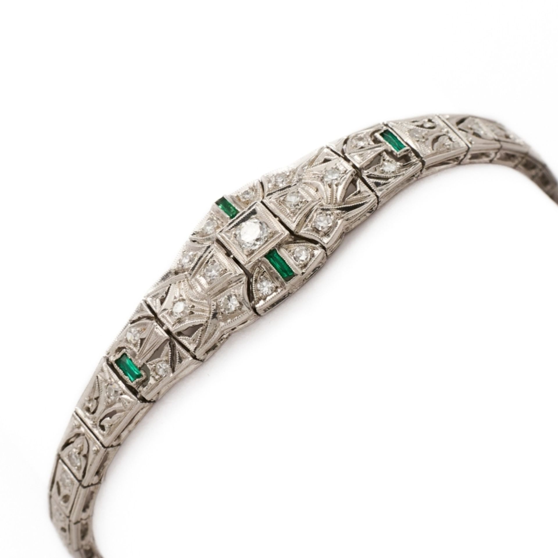 Smaragd-Diamant-Armband, Art-Déco-Stil