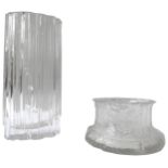 A TAPIO WIRKALA ART GLASS VASE, rippled irregular form with etched signature, (29 cm high), along