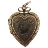 A 19TH CENTURY GOLD FILLED SWEETHEART LOCKET, by Sydenham Bros, engraved decoration depicting bird