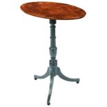 A REGENCY SATINWOOD AND PAINTED OVAL TILT-TOP WINE TABLE CIRCA 1820 the oval top tilt-top raised