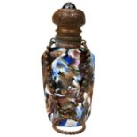 A VENETIAN GLASS SCENT BOTTLE, mid 19th century, of tapered faceted form, swirling aventurine
