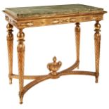 A SWEDISH NEO-CLASSICAL CARVED GILTWOOD AND MARBLE TOP CENTRE TABLE 18TH CENTURY the rectangular