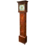 A LATE 17TH CENTURY EIGHT DAY WALNUT LONGCASE CLOCK, 28 cm brass dial signed Francis Hussey,