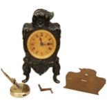 AN ENGLISH BRONZE MANTEL TIMEPIECE, circa 1840, machined gilt dial with trefoil hands, single