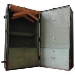 A VINTAGE BELBER WARDROBE TRUNK, circa 1900, with original Belber label, the trunk opens to reveal