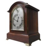 A WINTERHALDER & HOFMEIR EARLY 20TH CENTURY OAK CASED BRACKET CLOCK, ting tang movement on two